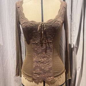 Rare Ann Ferriday VTG Deadstock Spider Mesh Lace Corset S/M